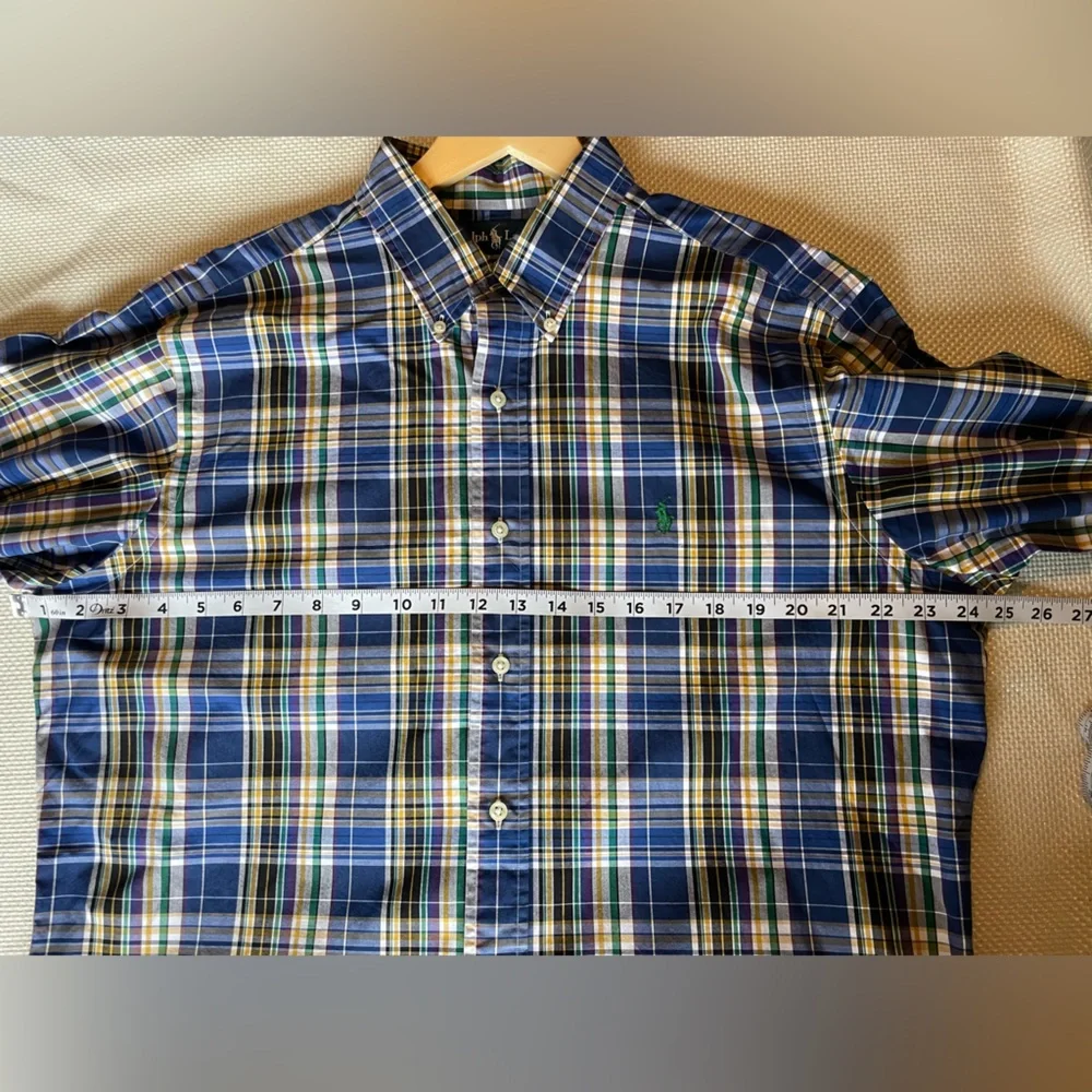 Ralph Lauren Men’s Large Plaid 100% Cotton Classic Fit Long Sleeve Button